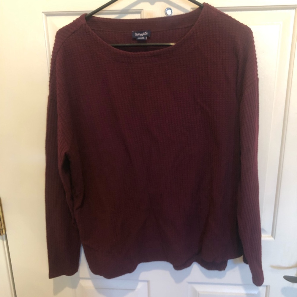 Splendid Women's Thermal Purple Waffle Knit Sweater Sz Large Long sleeve